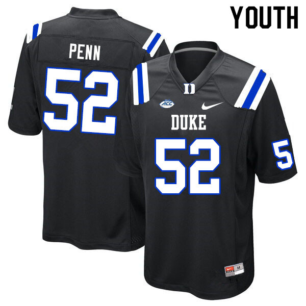 Youth #52 Addison Penn Duke Blue Devils College Football Jerseys Sale-Black